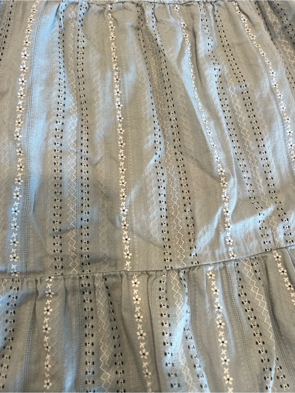 Art Class Girls Light Blue Eyelet Stripe Dress - 5T